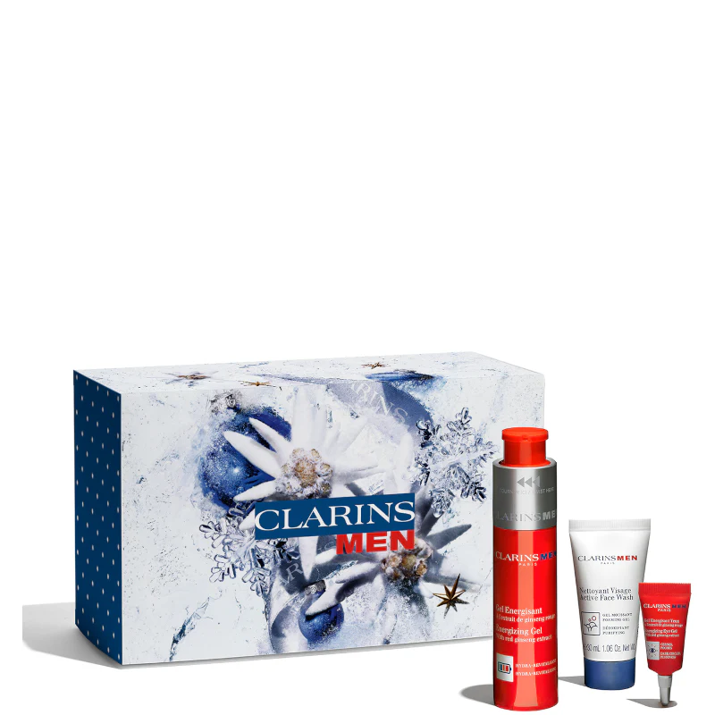 Gel Energisant - Clarins Men Confezione 50 ML Gel Viso + 3 ML Gel Contorno Occhi + 30 ML Detergente Viso + Beauty Clarins - Image 2