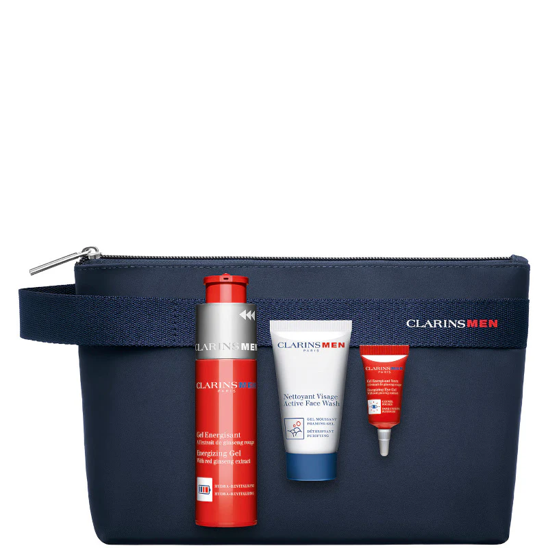 Gel Energisant - Clarins Men Confezione 50 ML Gel Viso + 3 ML Gel Contorno Occhi + 30 ML Detergente Viso + Beauty Clarins - Image 3
