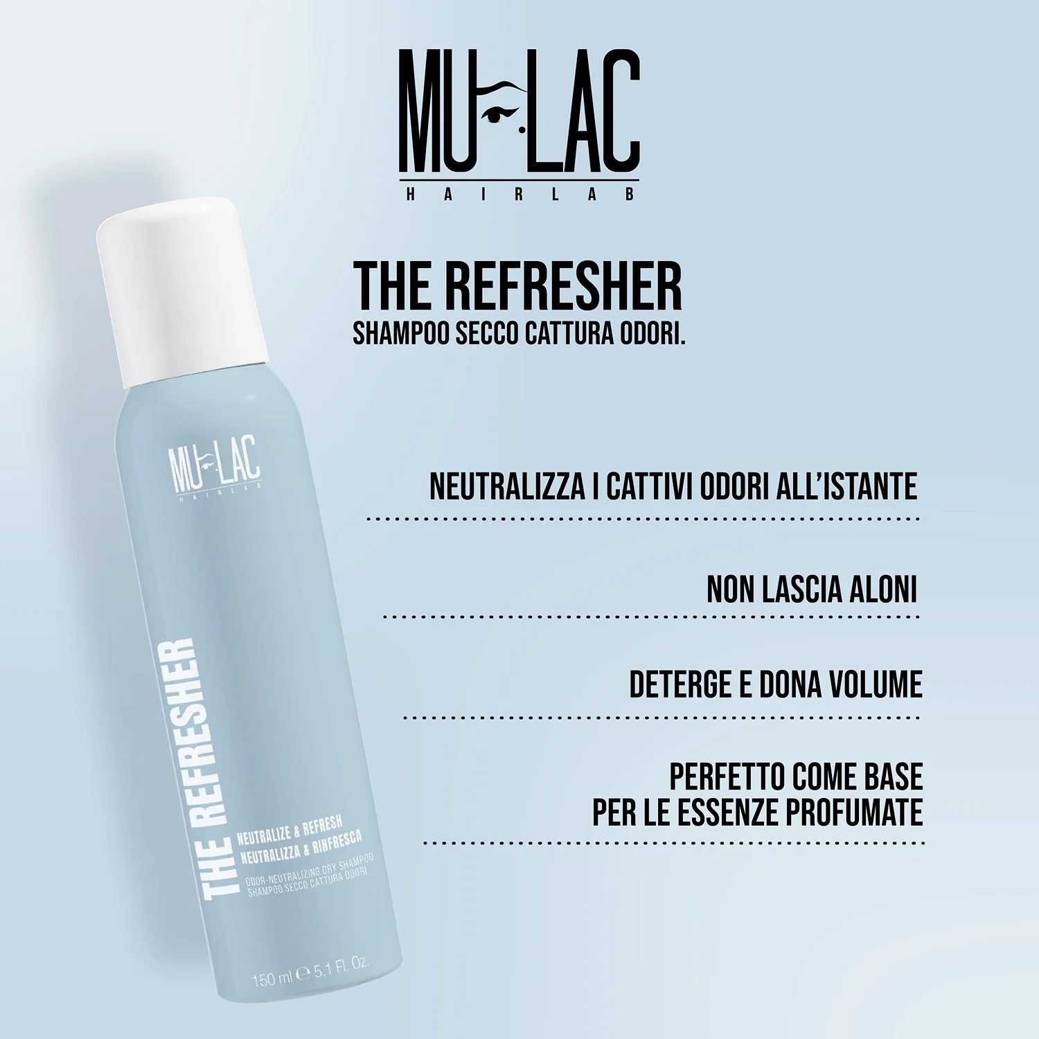 Mulac THE REFRESHER Shampoo Secco Cattura Odori
