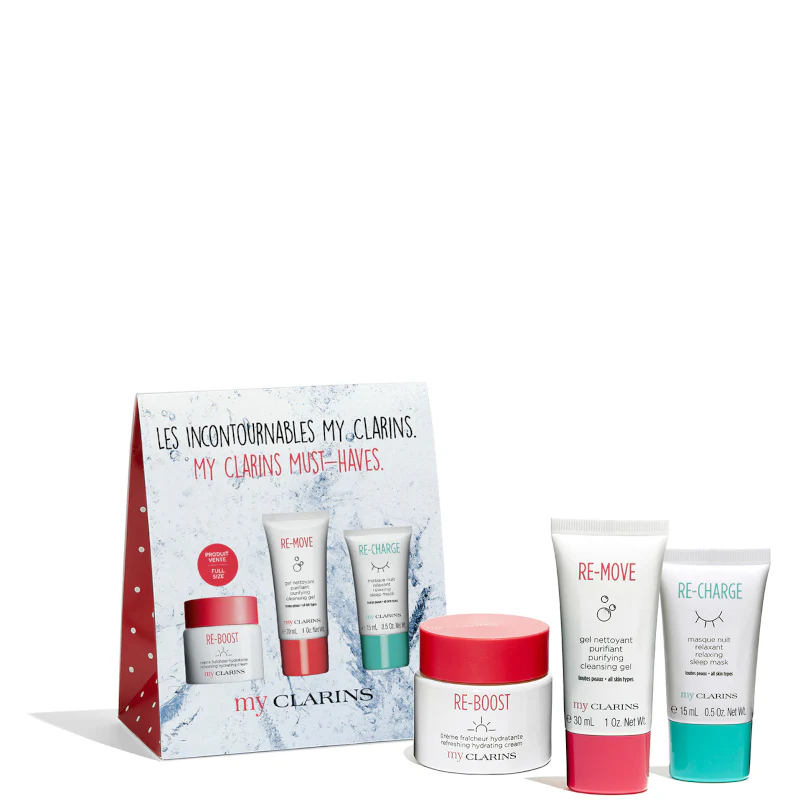 My Clarins - RE-BOOST Créme fraicheur Hydratante - Tutti i tipi di Pelle Confezione 50 ML Crema Viso + 15 ML Maschera Notte Viso + 30 ML Detergente Viso - Image 2